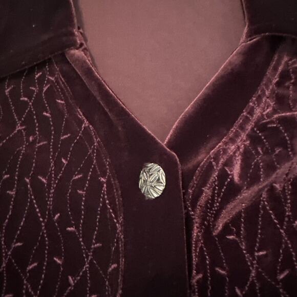 Cynthia Max Women’s Velour Button Front Jacket Blazer Purple Large Made In USA - Picture 3 of 11